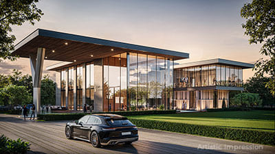 Root Developers Courtyard 2 Club Driveway View